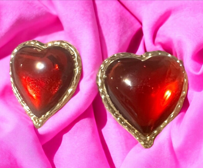 Valentines Red Heart Earrings - Etsy