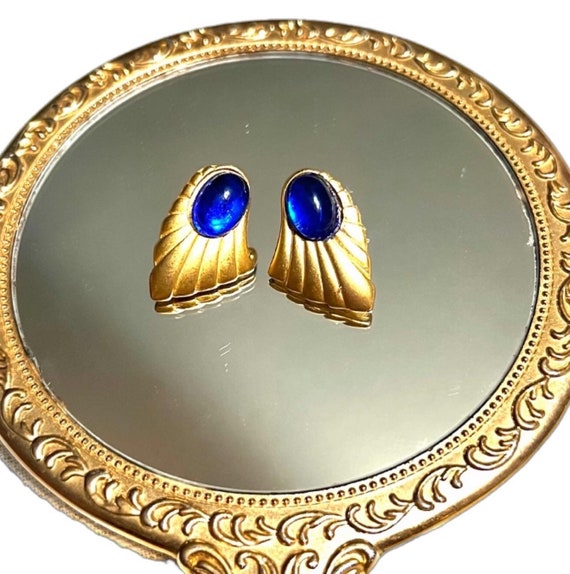 Vintage Blue Cabochon Earrings Cabochon earrings … - image 3