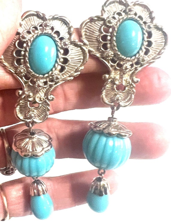 Vintage Avon turquoise silver earrings Vintage je… - image 2