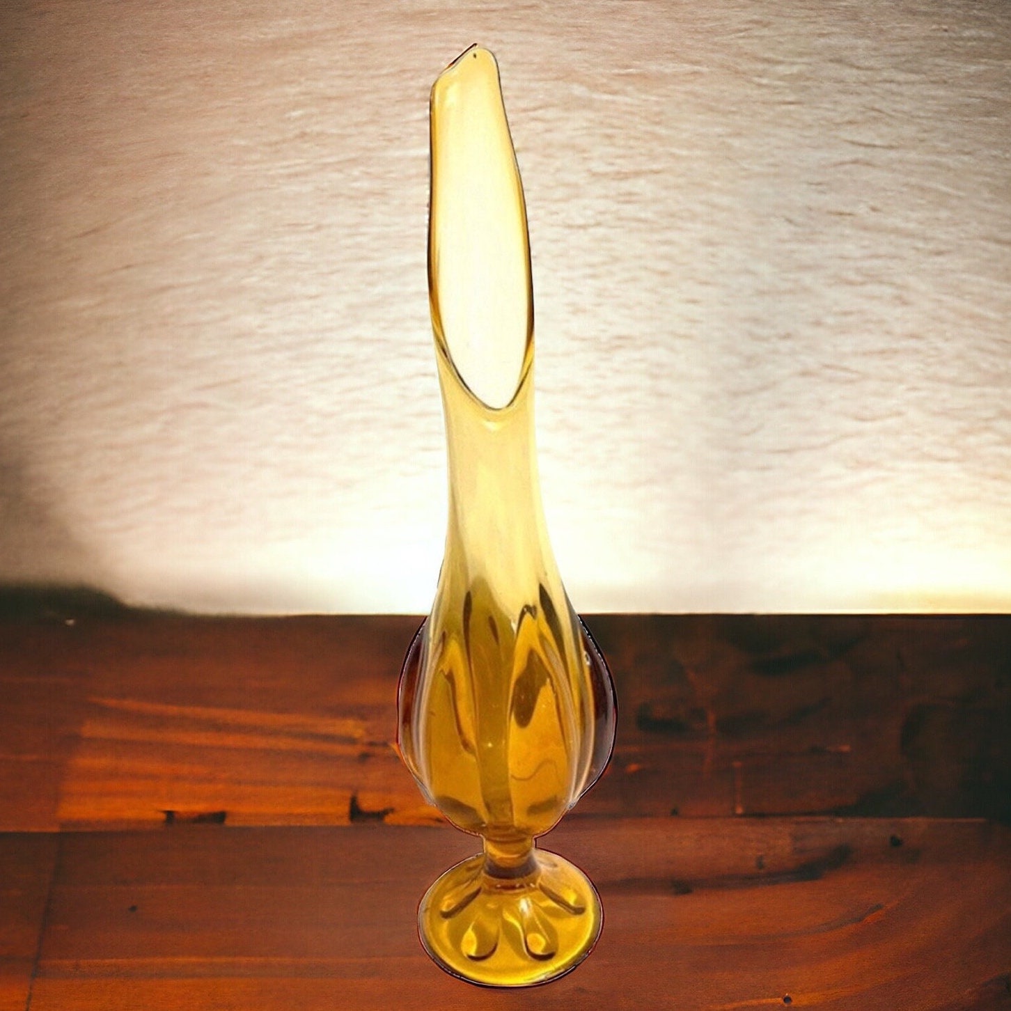 Vintage Amber Swung Vase Vintage Tall Vase Home Decor Etsy