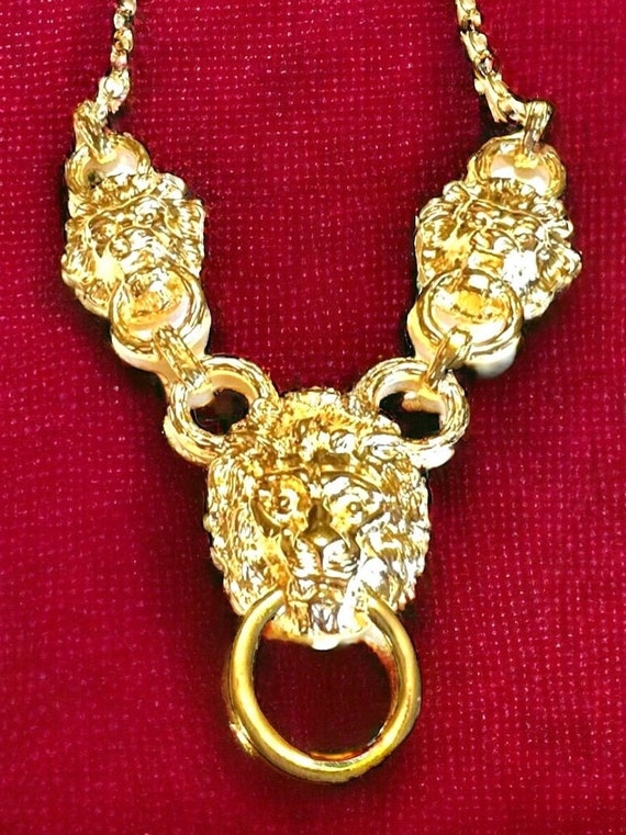 Vintage gold KJL Lion necklace gifts