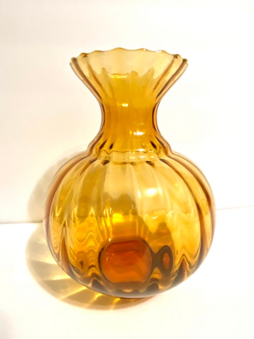 Vintage Glass Vase Vintage Brown Glass Vase Home Decor Etsy