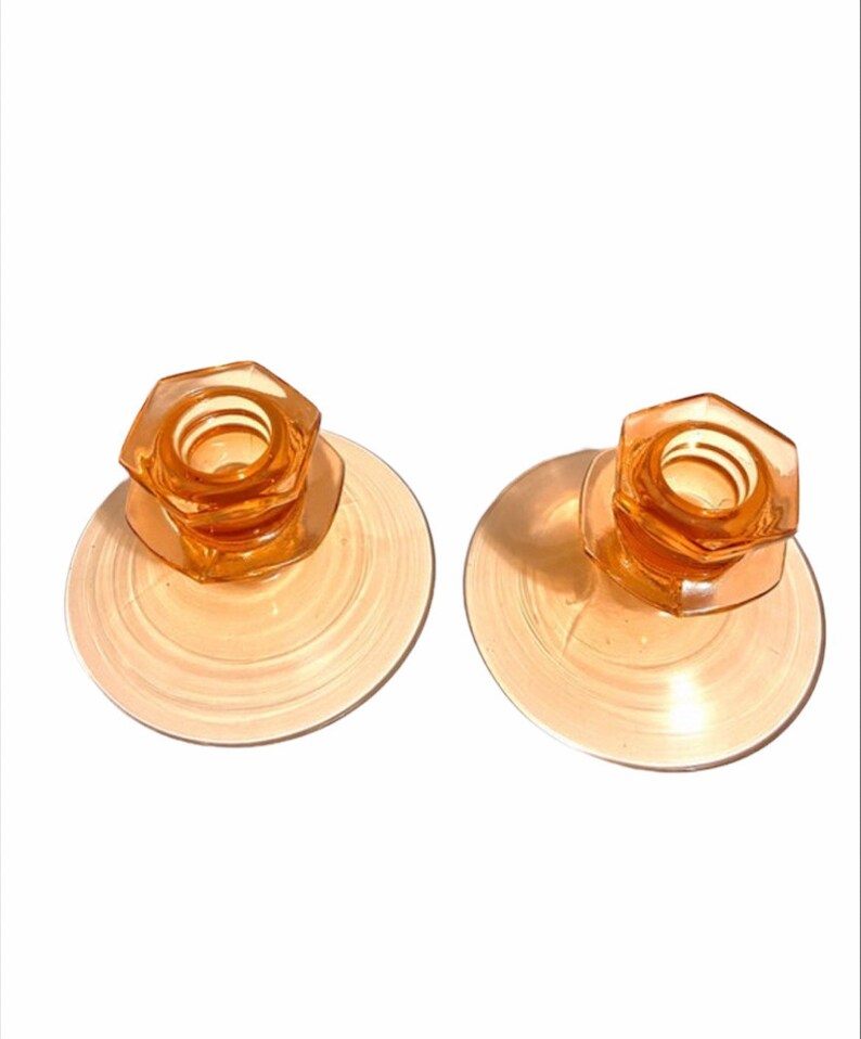 Vintage Pink Depression Glass Candle Holders Etsy