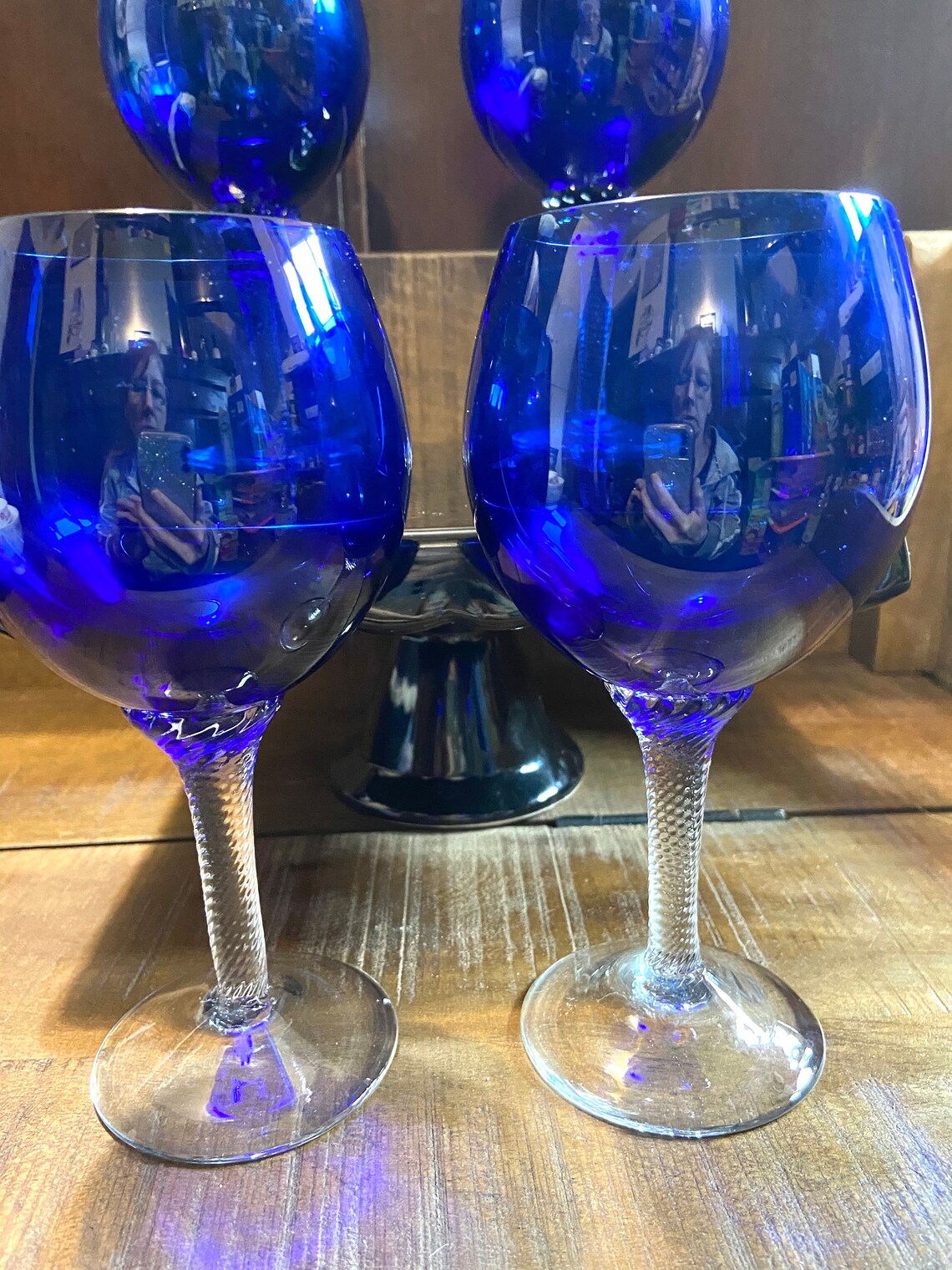 Vintage Blue Wine Glasses Etsy