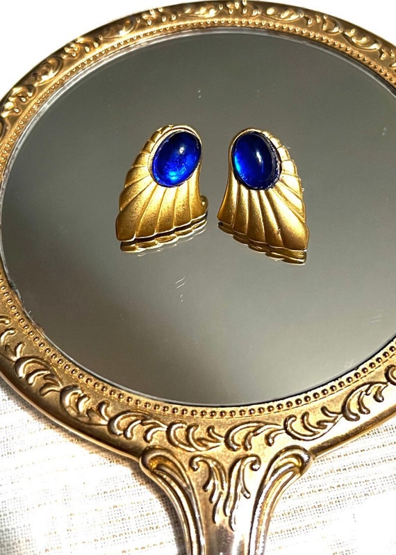 Vintage Blue Cabochon Earrings Cabochon earrings … - image 8