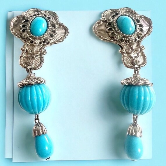 Vintage Avon turquoise silver earrings Vintage je… - image 1