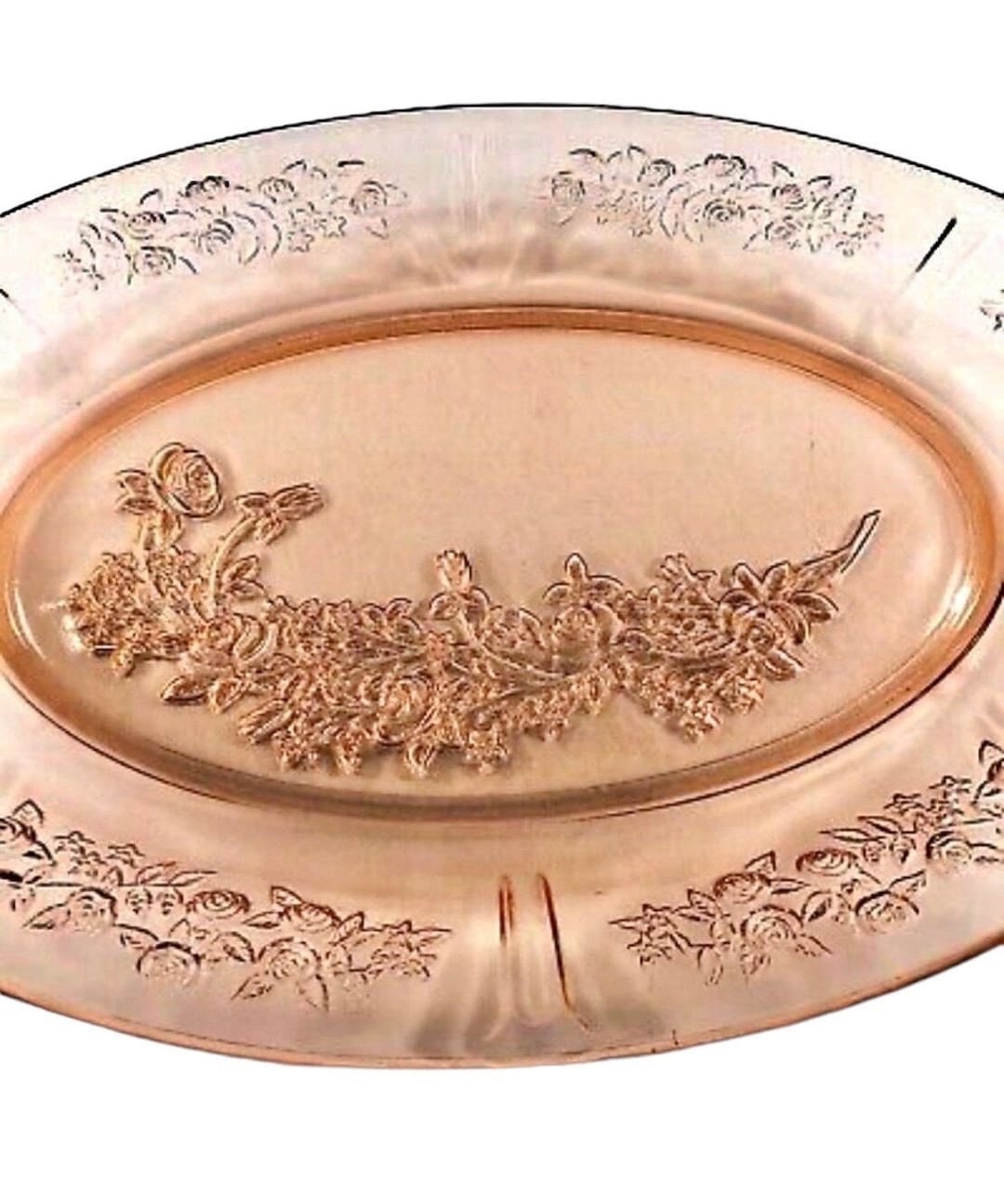 Vintage Pink Depression Glass Platter Kitchen Home Decor Etsy
