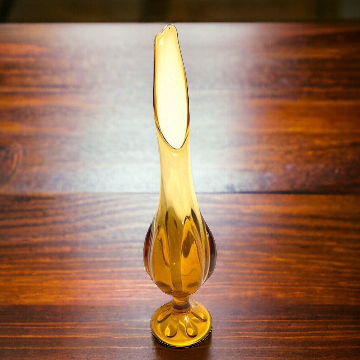 Vintage Amber Swung Vase Vintage Tall Vase Home Decor Etsy