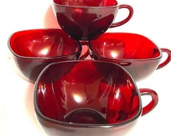 Vintage Anchor Hocking Red Depression cups red glass Gifts