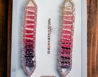 Beautiful Pink purple crystal dangle earrings Jewelry Gifts