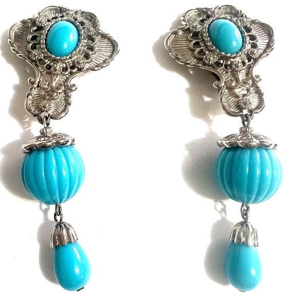 Vintage Avon turquoise silver earrings Vintage je… - image 6