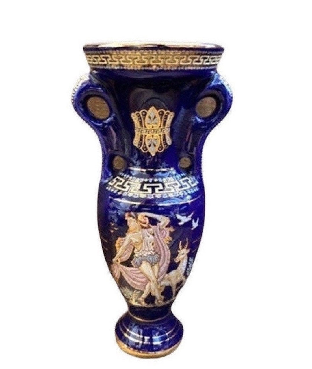 Vintage Cobalt Blue Greek Vase Vintage Vase Etsy