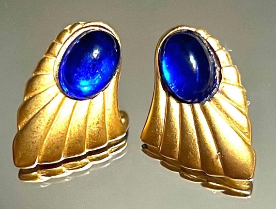 Vintage Blue Cabochon Earrings Cabochon earrings … - image 2