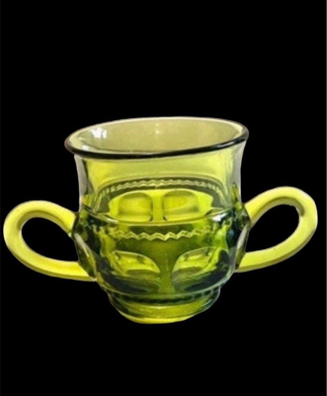 Vintage Green Thumbprint Sugar Bowl Etsy