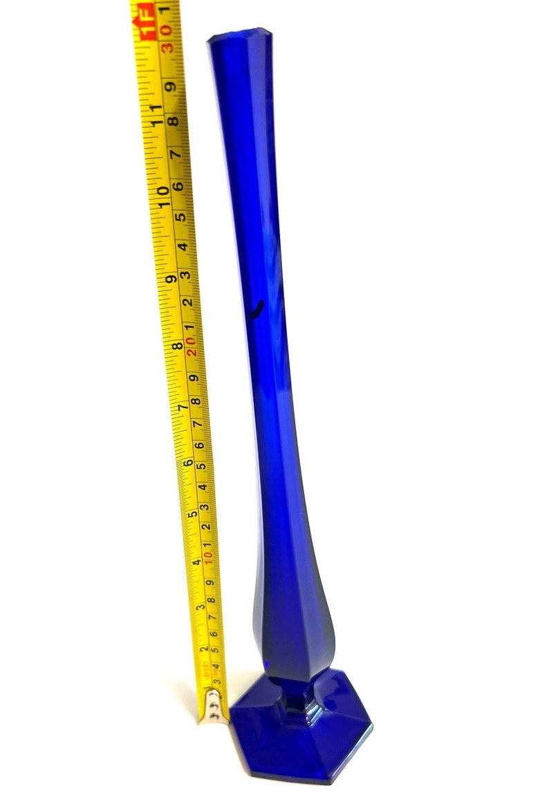 Vintage Tall Cobalt Blue Pedestal Vase Etsy