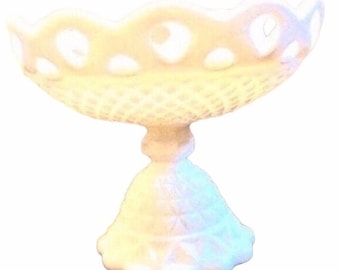 Vintage Milk Glass Dish pedestal dish white glass