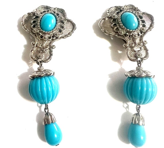 Vintage Avon turquoise silver earrings Vintage je… - image 7