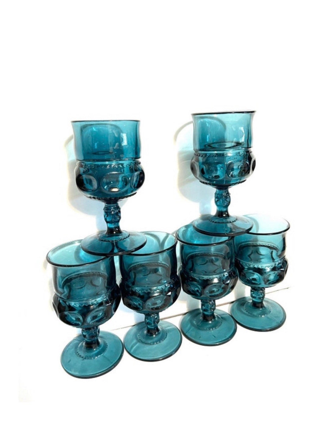 Vintage Teal Kings Crown Glasses Etsy