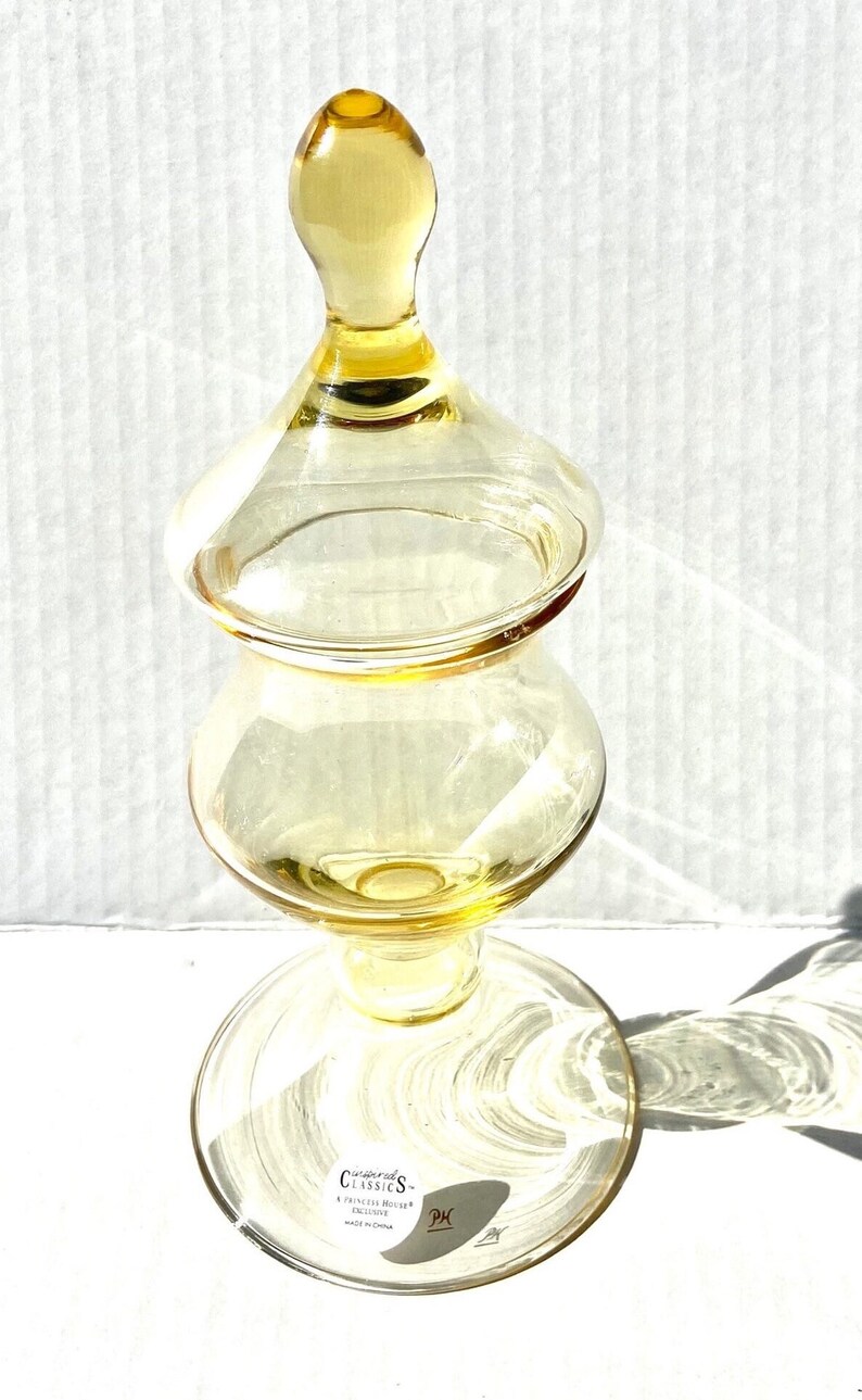 Vintage Princess House Candy Dish Yellow Glass Yellow Etsy