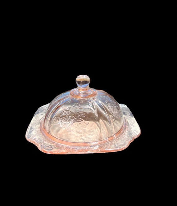 Vintage Pink Depression Glass Butter Dish Etsy