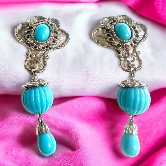Vintage Avon turquoise silver earrings Vintage je… - image 4