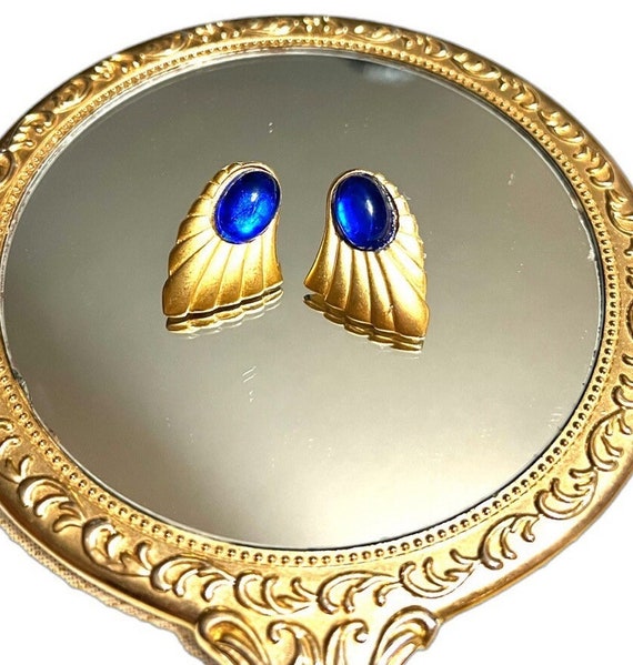 Vintage Blue Cabochon Earrings Cabochon earrings … - image 5