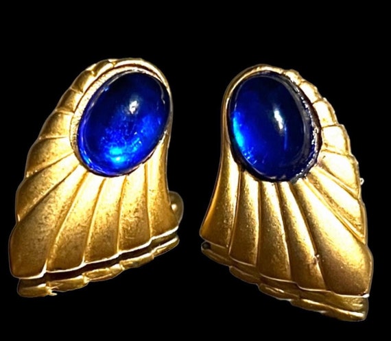 Vintage Blue Cabochon Earrings Cabochon earrings … - image 1