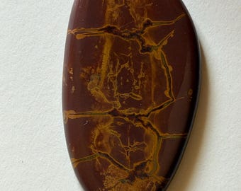 Grand cabochon ovale en jaspe Noreena pour la création de bijoux, motif veiné brun terreux. Cabochons offerts.