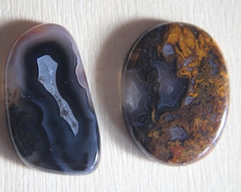 Cabochons vintage en agate plume du Texas, ensemble de fabrication de bijoux
