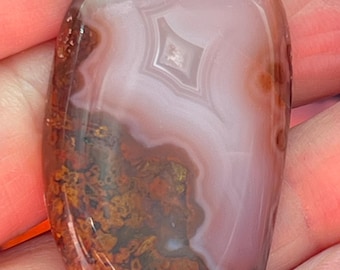 Cabochon vintage en agate rubanée, pierre précieuse grise et blanche pour la fabrication de bijoux