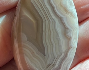 Cabochon vintage en agate rubanée, fabrication de bijoux (47 mm)