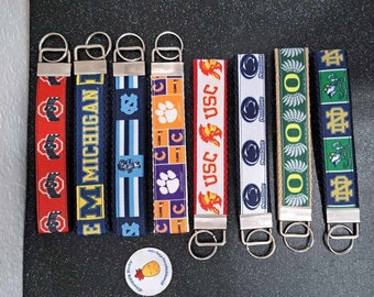 College Inspired Teams Keychain Wristlet, College Football Inspired Gift Lanyard, Teen Driver Gift, Teacher Gift, College key fob