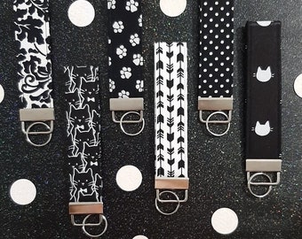 Black and White Wristlet Keychain| Wristlet Key Fob | Wrist Keychain |Keychain Fob