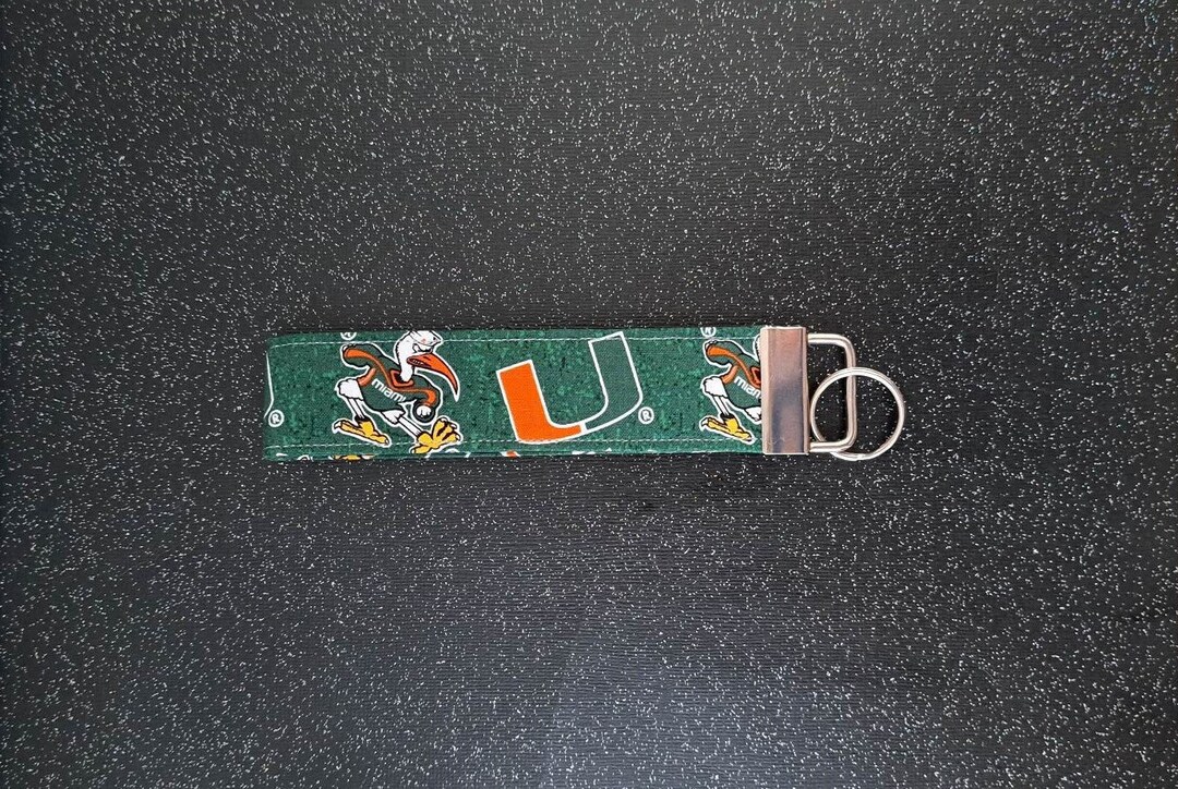 Miami Keychain Wristlet Miami Hurricanes College Football Etsy