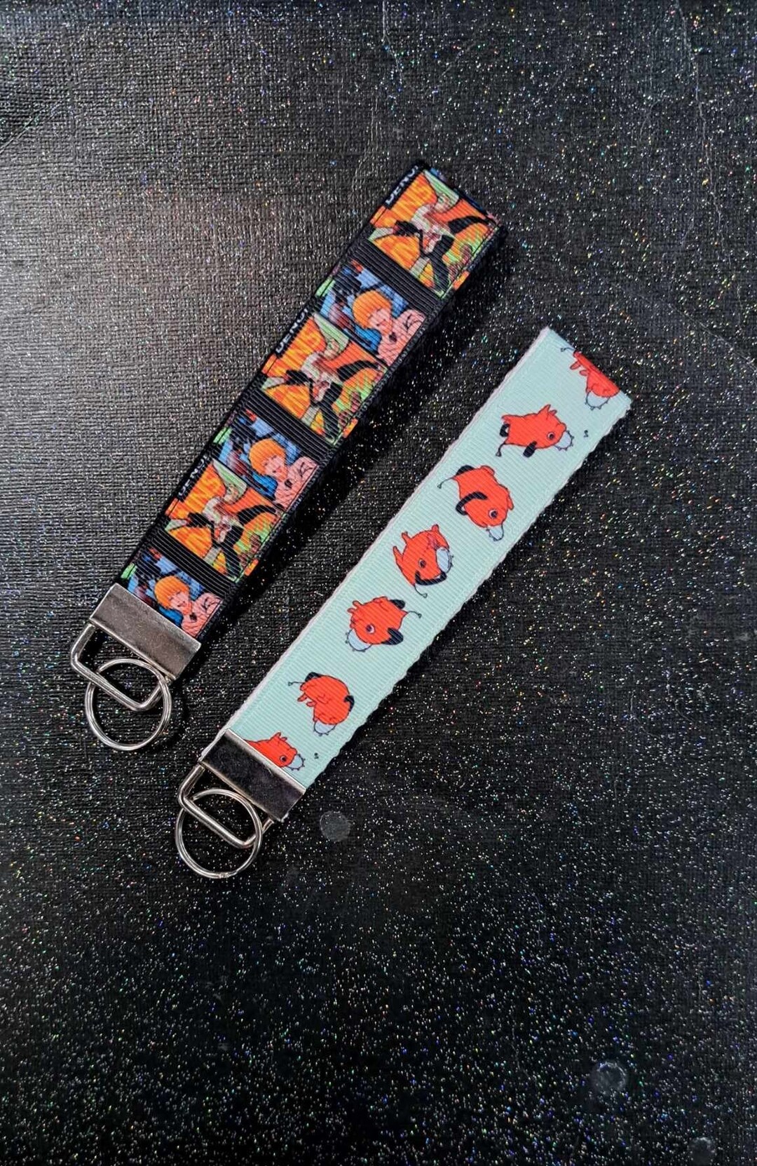 Anime Inspired Keychain Chainsaw, Key Holder, Anime Keychain Wristlet