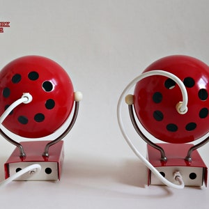 Vintage Pair of Space Age / Sputnik / Atomic RED EYEBALL Wall Sconces by Elektrofém, Hungary 1970s, LABELED image 7