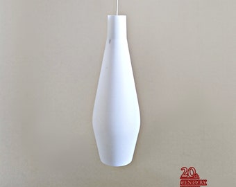 Vintage Pin-Shaped White Frosted / Opaline Glass Pendant Light, GDR (East Germany), 1950s / 1960s