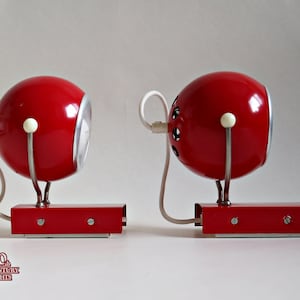 Vintage Pair of Space Age / Sputnik / Atomic RED EYEBALL Wall Sconces by Elektrofém, Hungary 1970s, LABELED image 4