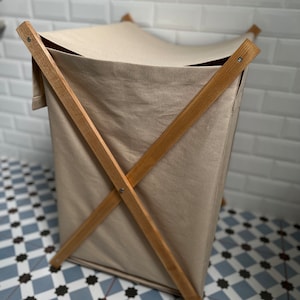 Laundry storage basket, hamper with lid, laundry room decor, wäschekorb