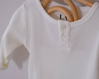 Organic cotton GOTS / Baby ribbed bodysuit / Long sleeve bodysuit