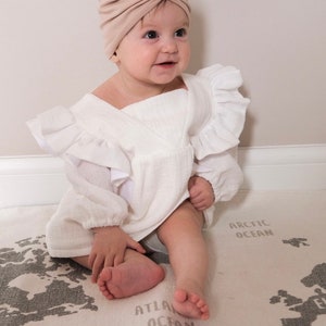 White Muslin Baby Dress: Organic Cotton Ruffle Dress