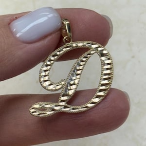 大きなダイヤモンドカットイニシャルペンダントネックレス 925スターリングシルバー ゴールドメッキ ヴェルメイユ メンズイニシャル