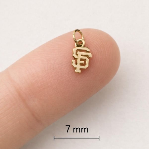 Charm SF de oro macizo de 14k/10k: colgante con letra delicada de San Francisco, 7 mm