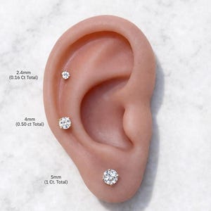 Lab Grown Diamond Stud Earrings Solid 14k 10k Gold – 1ct 0.50ct 0.16ct – D Color VVS Diamond Studs – Minimalist Solitaire Earrings