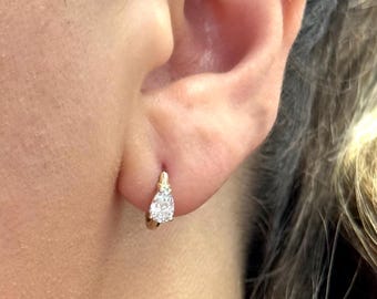 Pear Lab Grown Diamond Hoop Earrings – 14k Yellow Gold Huggies