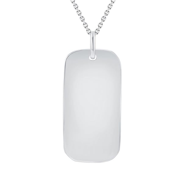 Dog Tag in Solid White Gold