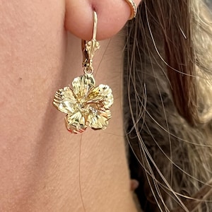 Hawaiian Plumeria Flower Earrings – 925 Sterling Silver, Gold Plated, Hypoallergenic, Tarnish-Free, Tropical Floral Jewelry Gift for Her