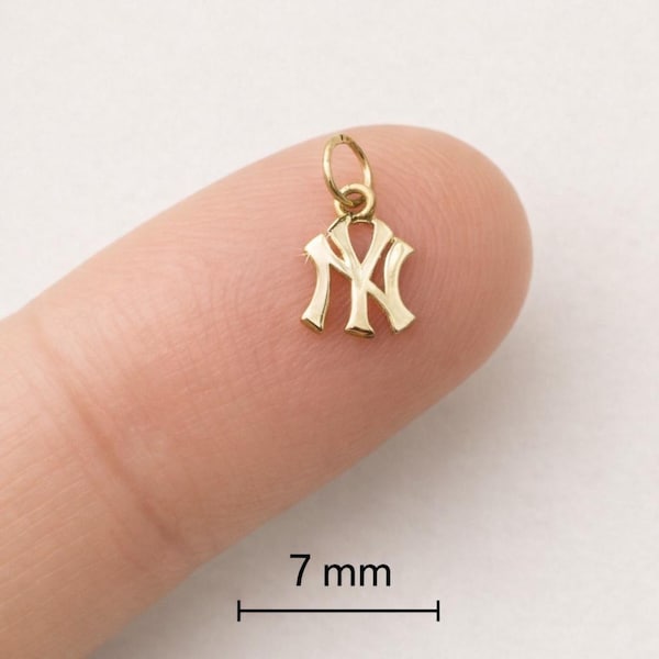 Solid Gold NY Charm – 14k/10k Dainty Letter New York Pendant, 7mm