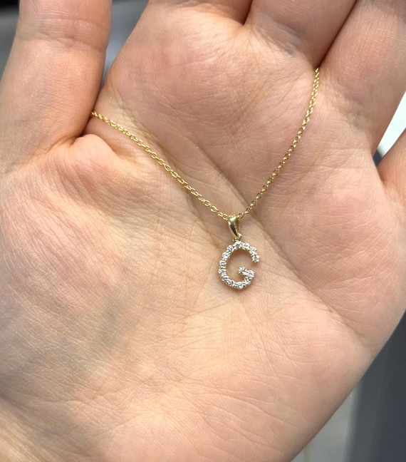 Lab Grown Diamond Initial Pendant – 14k Gold Personalized Letter Charm