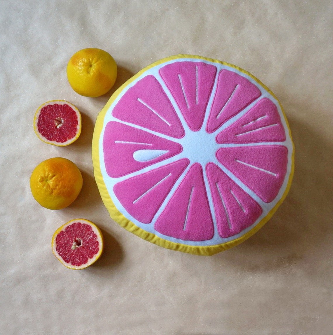 Orange Plush Handmade Pillow Fruit Grapefruit Pillow Etsy UK